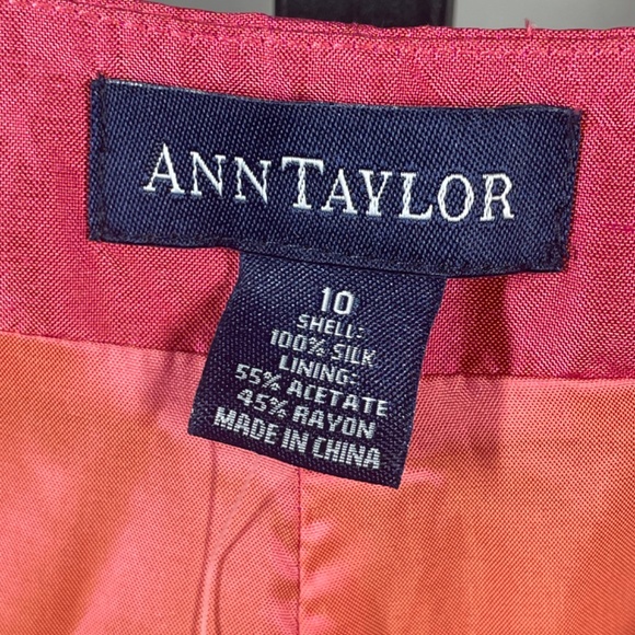 NEW Ann Taylor Pants Womens 10 pink silk straight leg trouser preppy classic - Picture 4 of 9